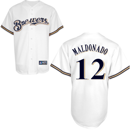 Martin Maldonado #12 Youth Baseball Jersey-Milwaukee Brewers Authentic Home White Cool Base MLB Jersey